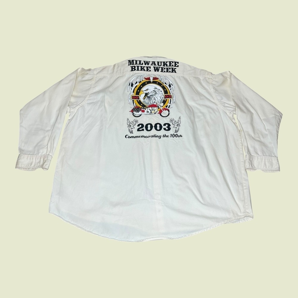 Luna Pier Mens 3XL‎ Milwaukee Bike Week 2003 100th Anniversary Button Down Shirt